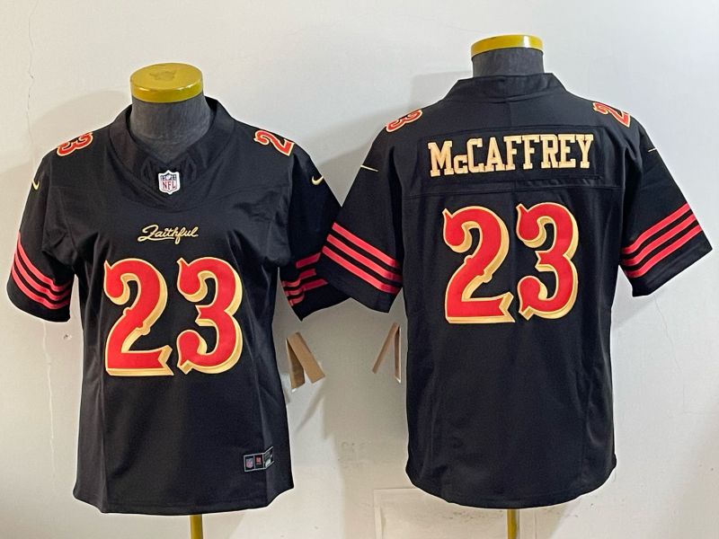 Youth 2026 San Francisco 49ers #23 Mccaffrey Black gold Nike Limited NFL Jersey style 01->youth nfl jersey->Youth Jersey